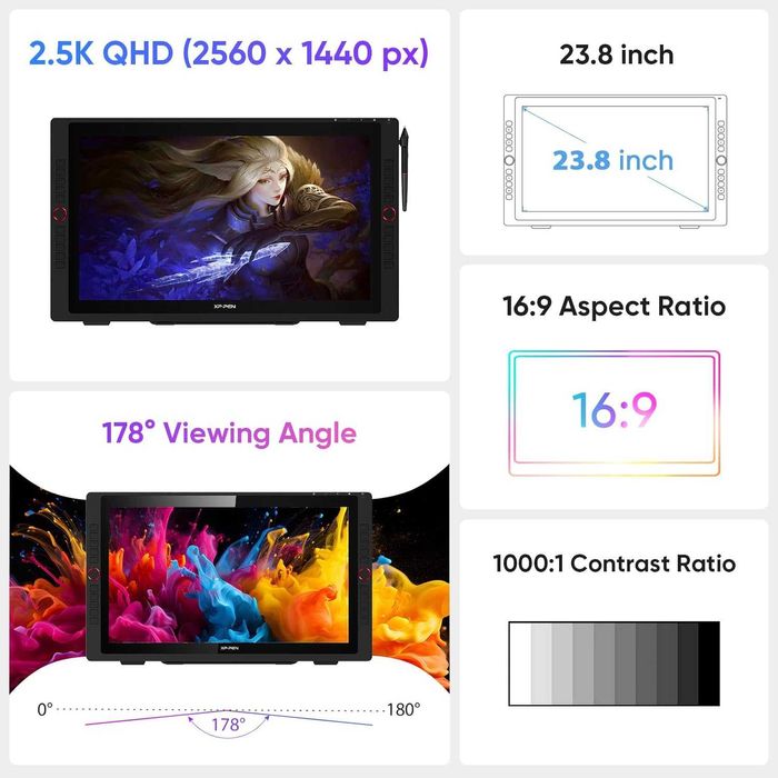 Tableta grafica, XP-PEN, Artist 24 Pro 23.8", IPS, 16:9, 2560x1440,