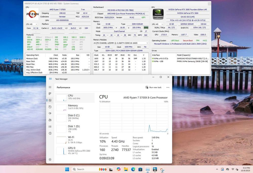 PC Gaming Ryzen 7 5700X RTX 3080 32GB RAM