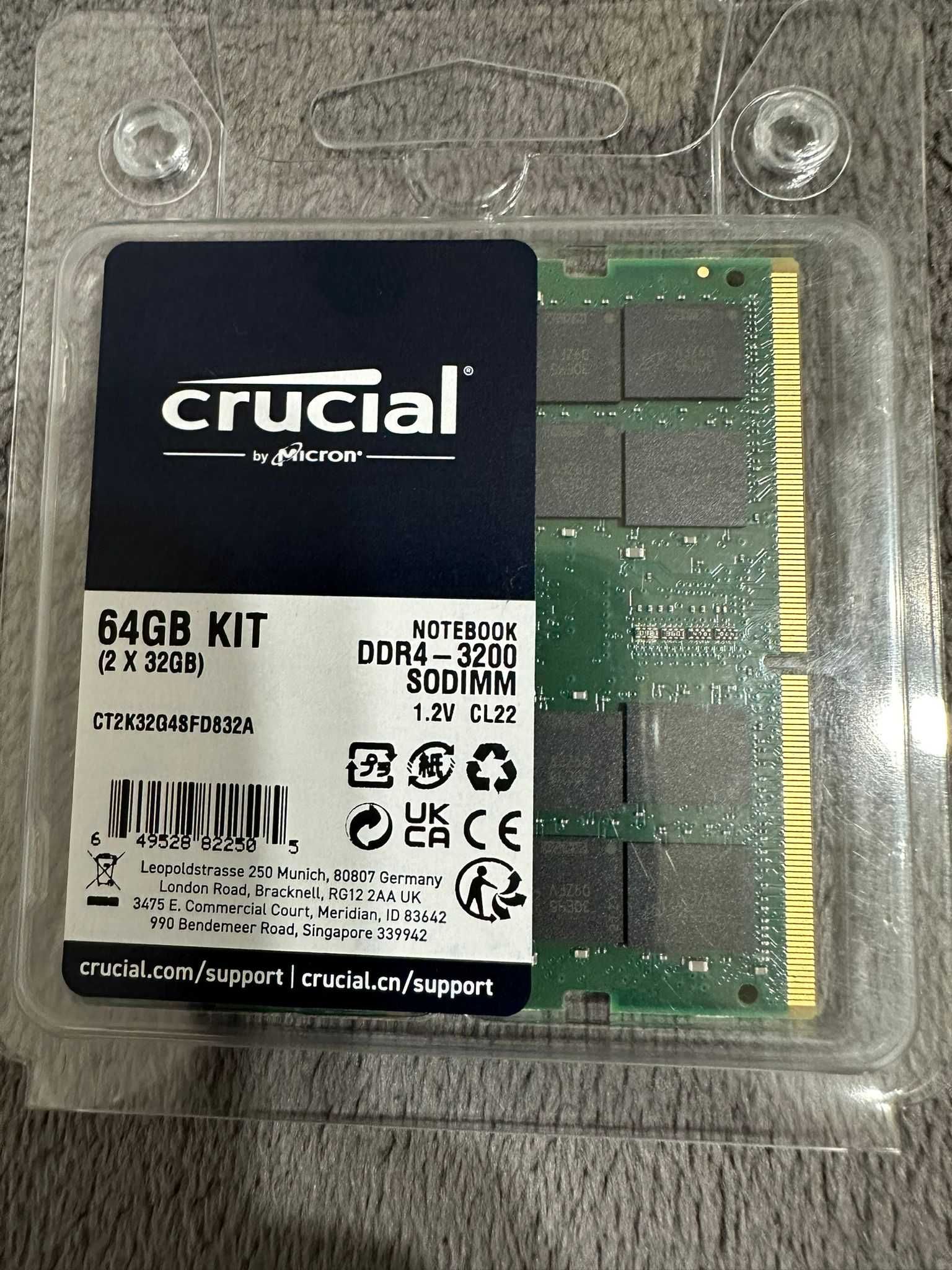 Memorie Laptop Crucial DDR4 - 64 GB (2 x 32 GB) - Dual Channel
