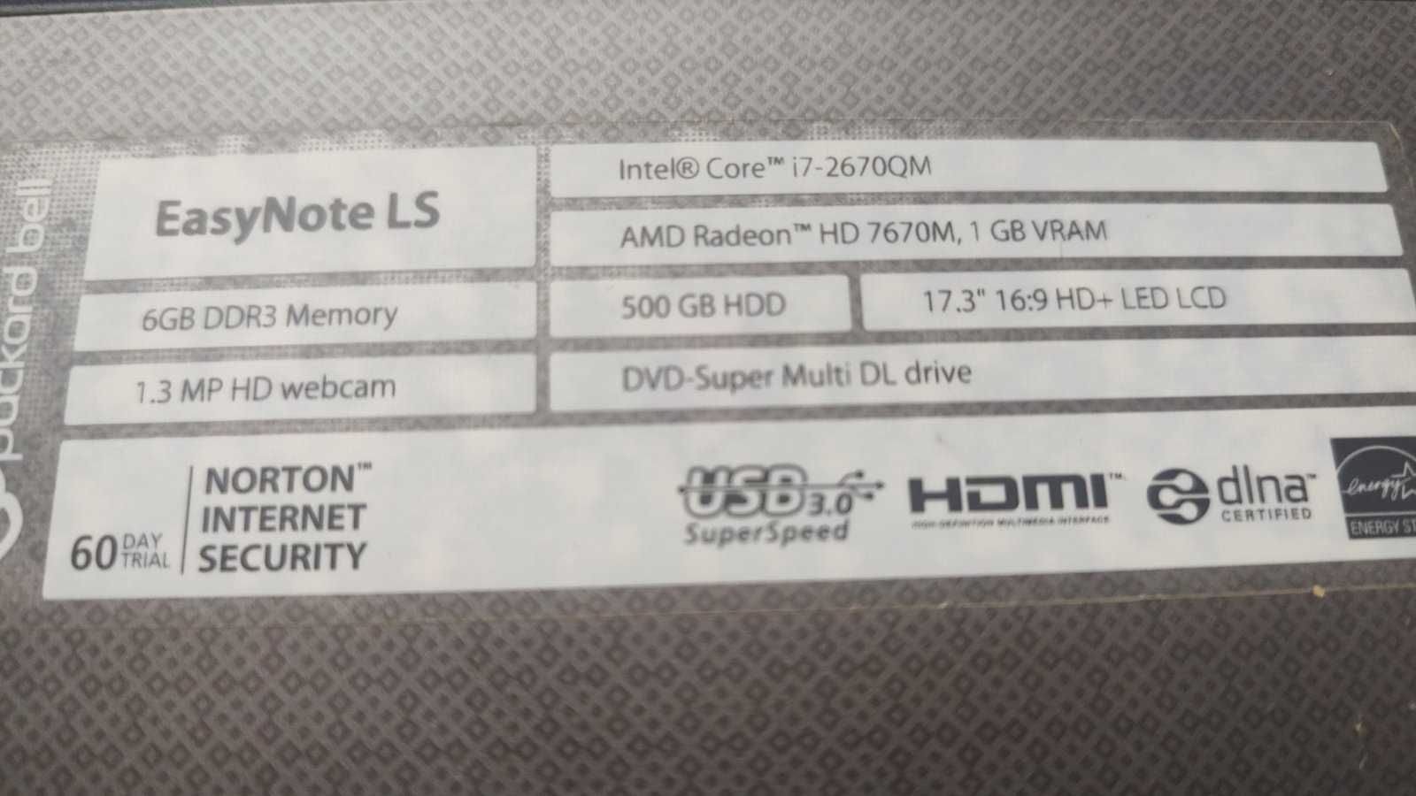 Packard bell 17,3 core i7