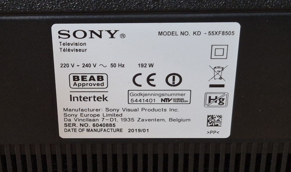 Sony KD-55XF8505 Android, 4K, UltraHD, Smart, WiFi