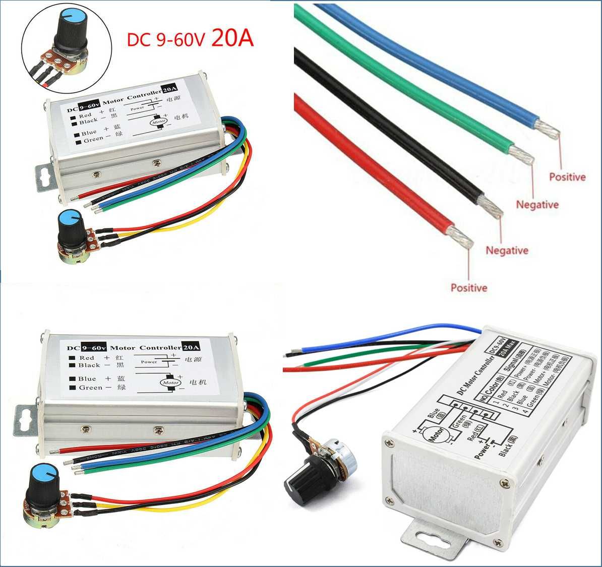 Regulator de turatie motor cc PWM 20A 9-60V cu Schimbare sens, Nou!