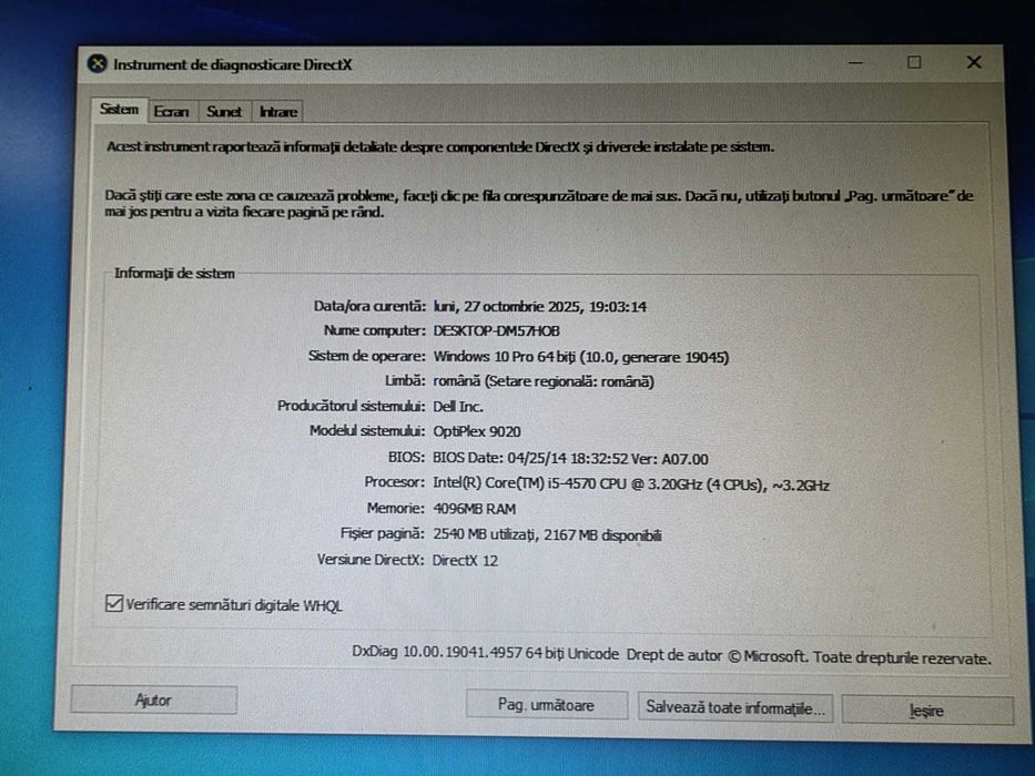 Dell OptiPlex 9020 SFF  + Monitor 17" + Imprimantă HP