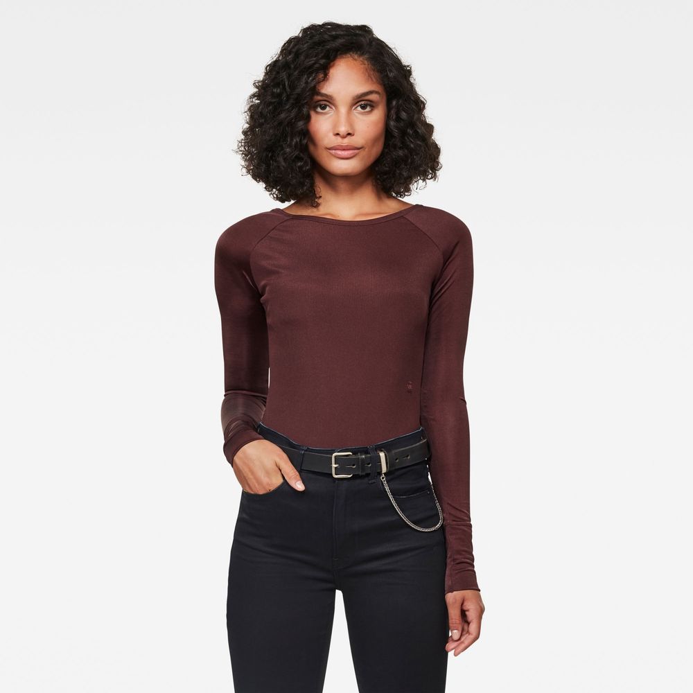 G-Star RAW Melam Boat Slim Body дамско боди с дълъг ръкав -р.Л-ХЛ