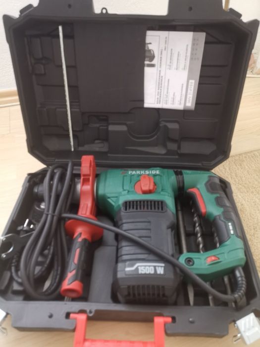 Немски Перфоратор Къртач 1550W Parkside SDS Plus куфар +Свредла НОВ