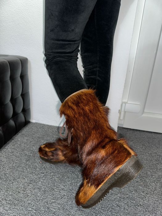 Ghete montane( vintage) din blană și piele naturală