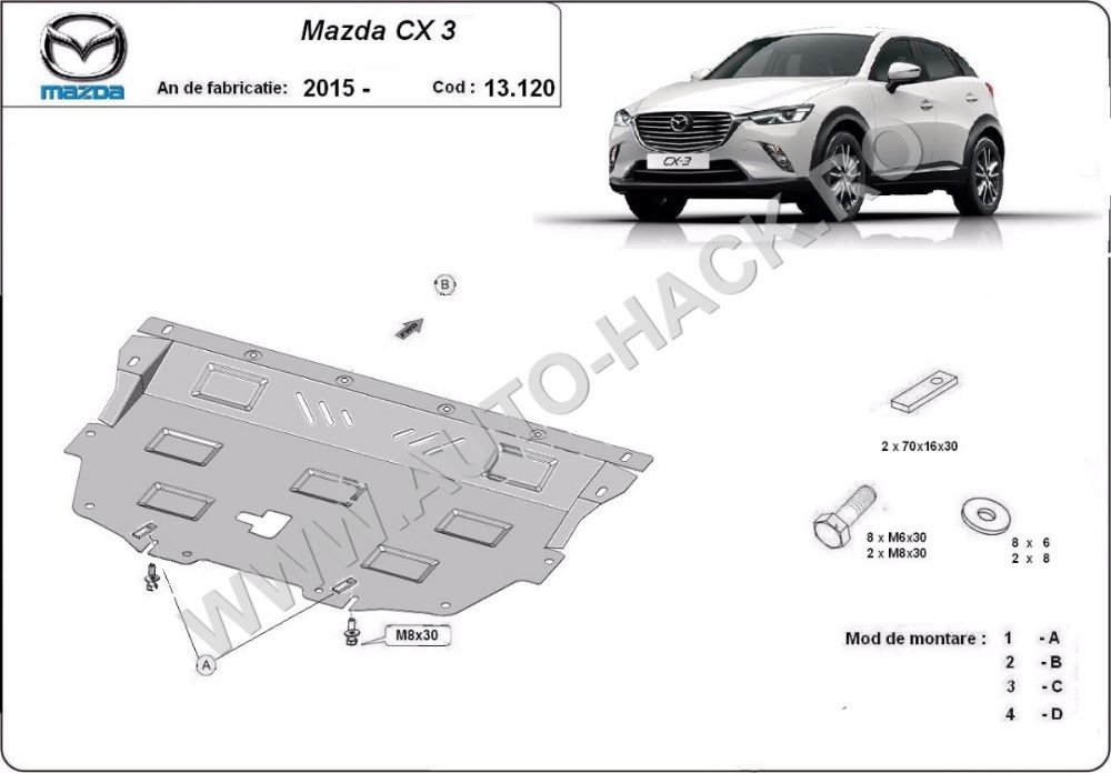 Scut motor metalic Mazda CX3 2015-prezent