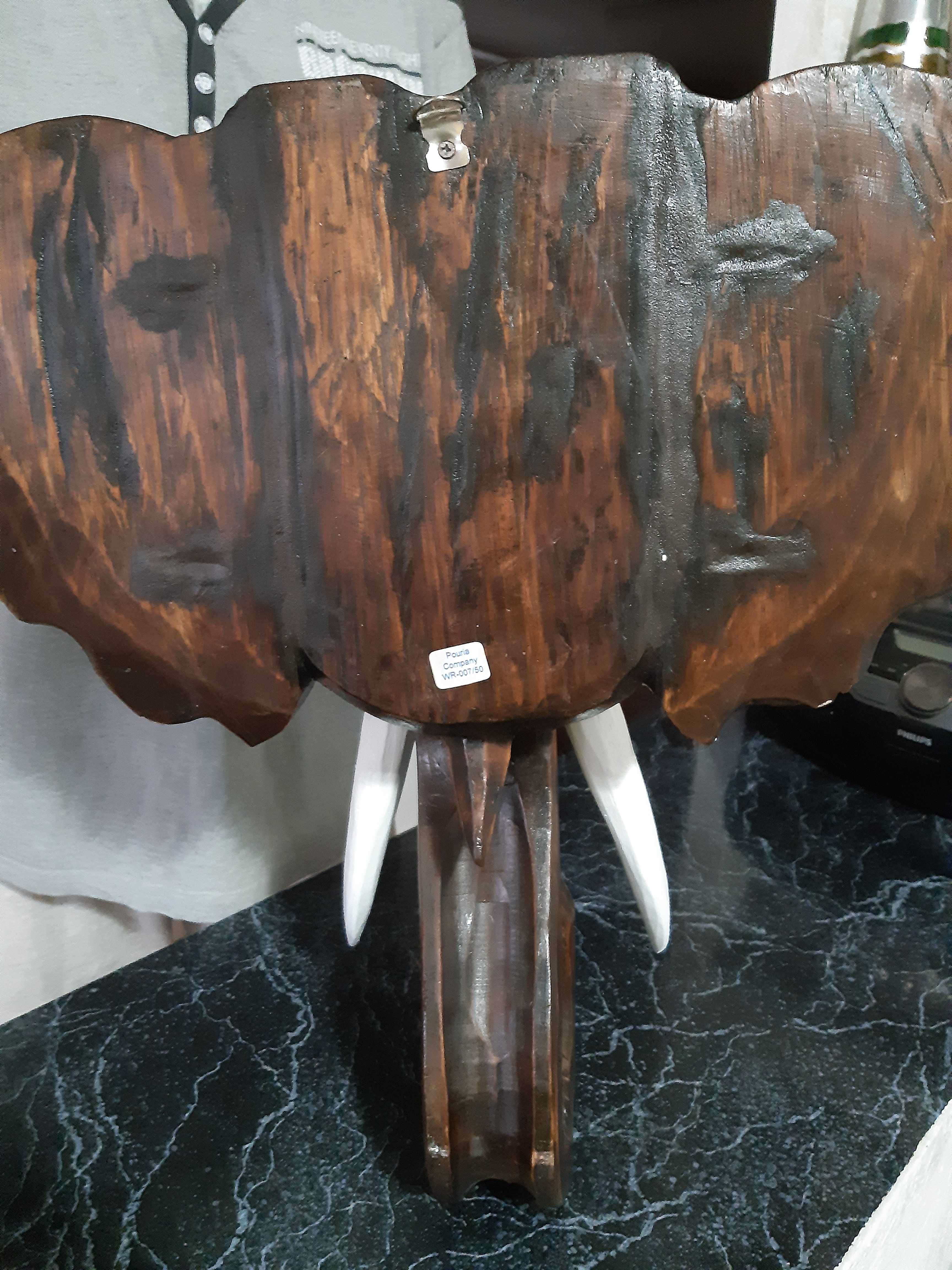 Panoplie cap de elefant din lemn, inaltime 51 cm si 1,85 Kg