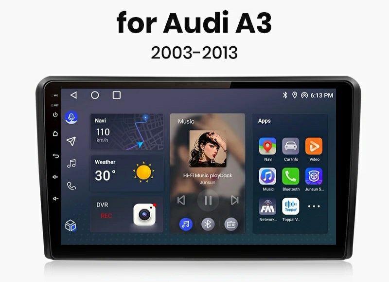 Navigatie Android dedicata pentru Audi A3 (2003-2013).