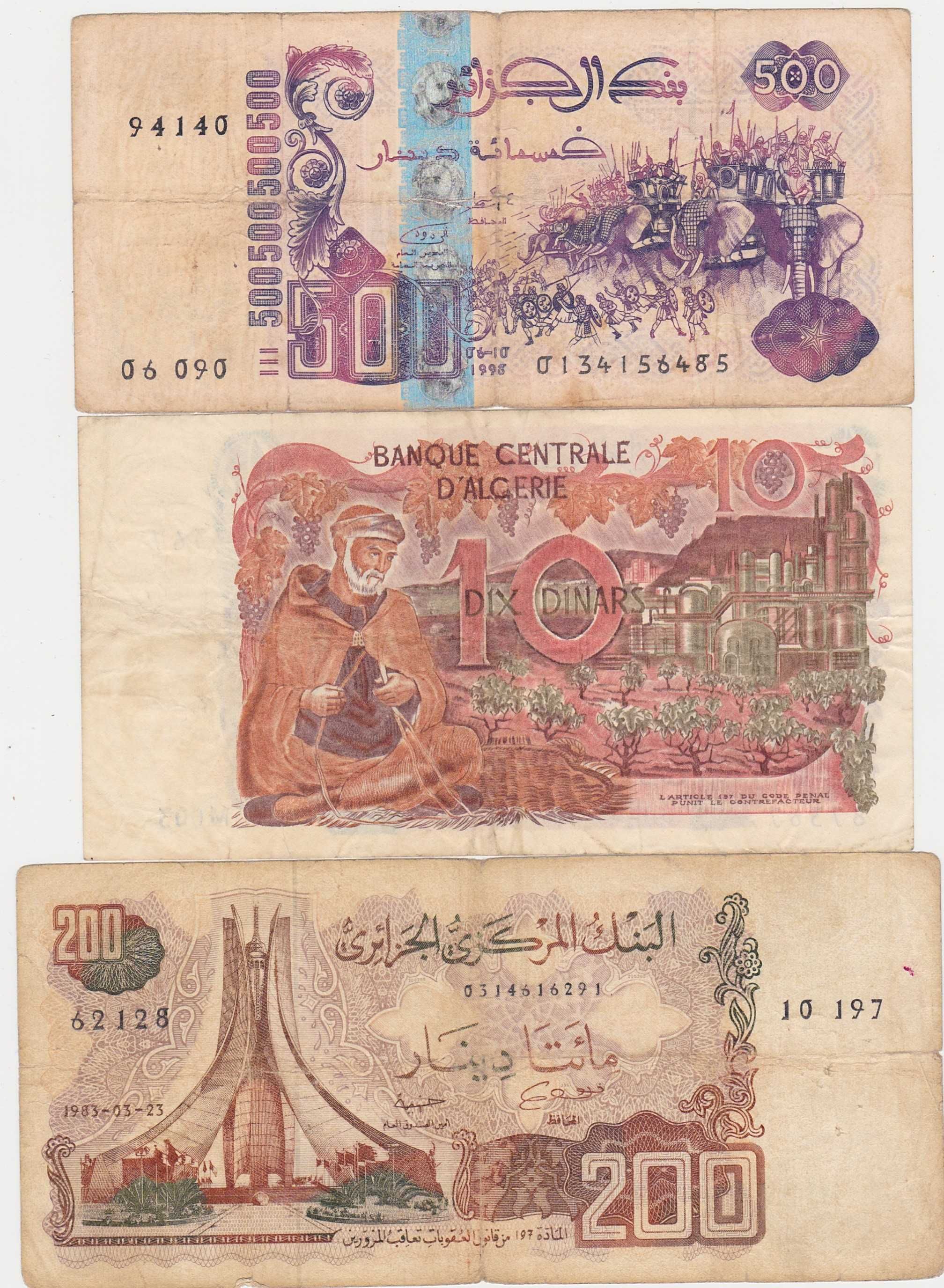 Lot 3 bancnote Algeria