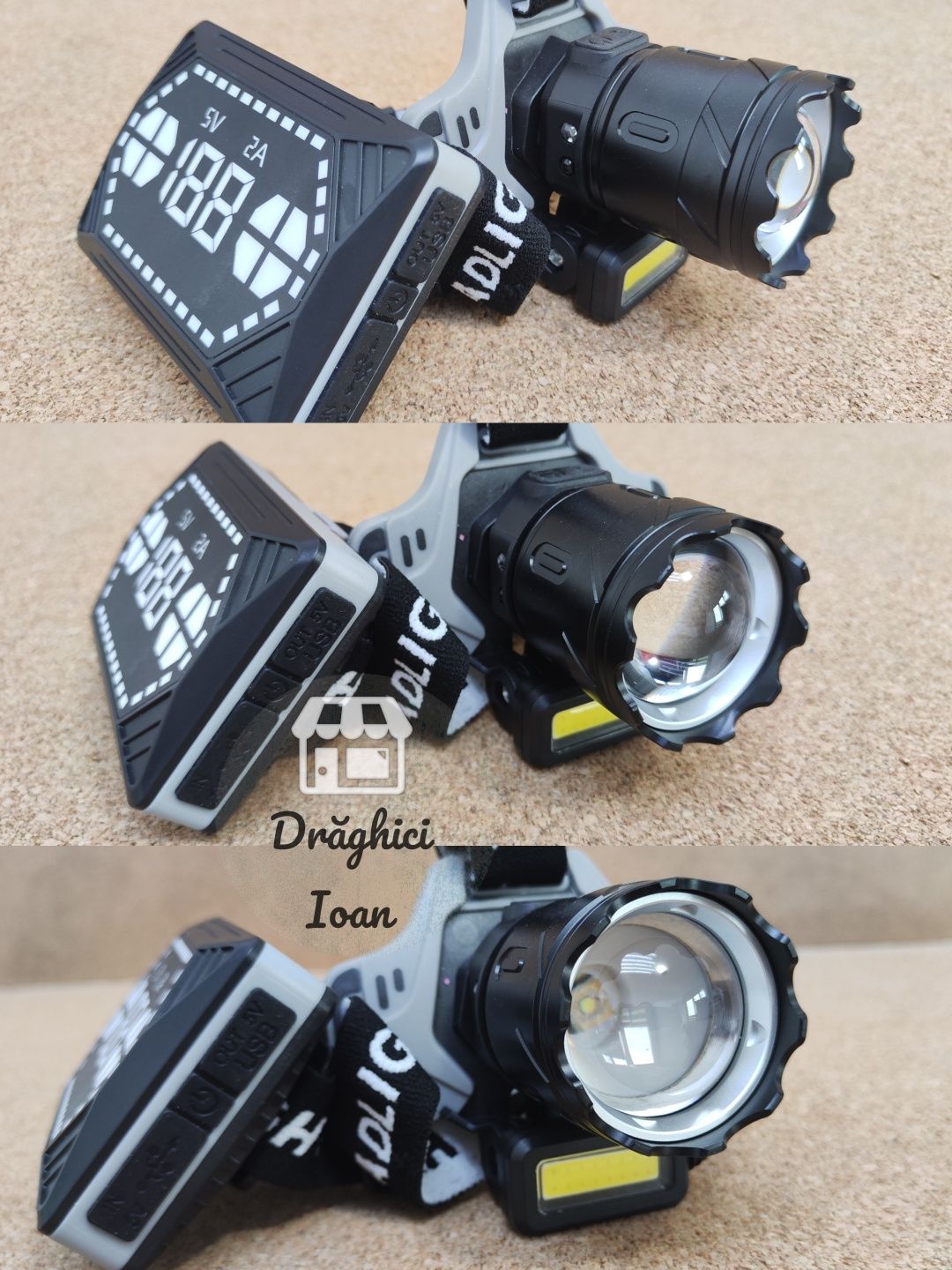 Lanterna frontala LED tip LASER PM20 ULS < 1300m+COB si SENZOR MISCARE