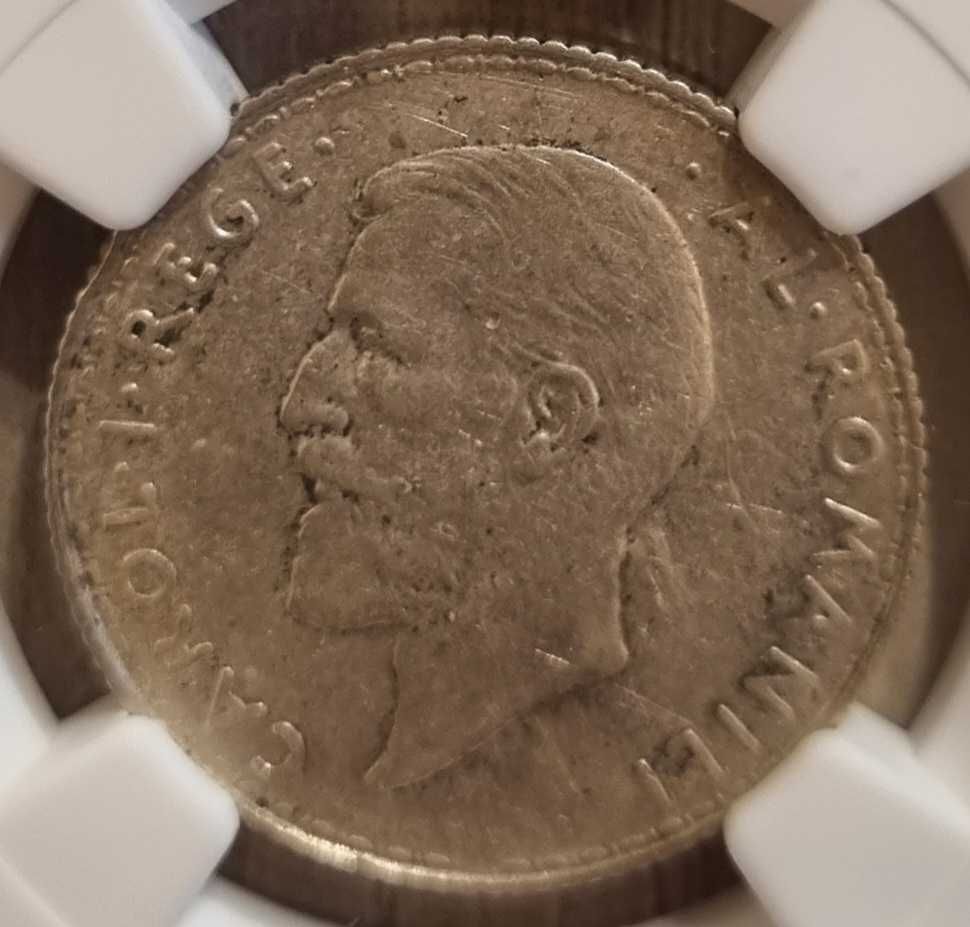Moneda argint 1 leu 1910, Carol I, incapsulata NGC