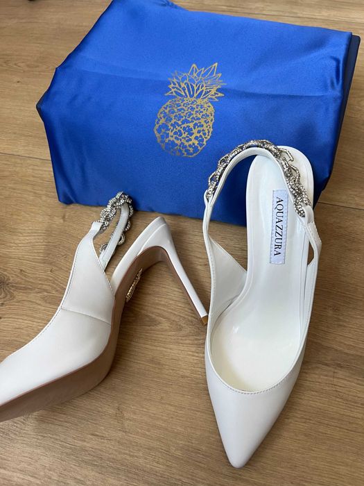 Pantofi albi slingback