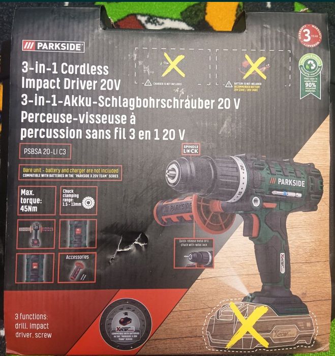 Parkside bormasina percutie filetanta 20v baterie 2A 4A 8A incarcator