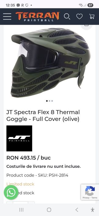 Masca de protecție paintball JT Spectra Flex 8