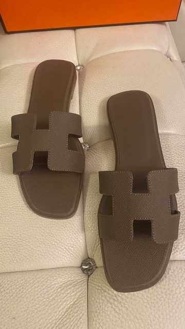 Чехли Ермес*н. 37*H e r m è s Beige Mastic Oran Sandal