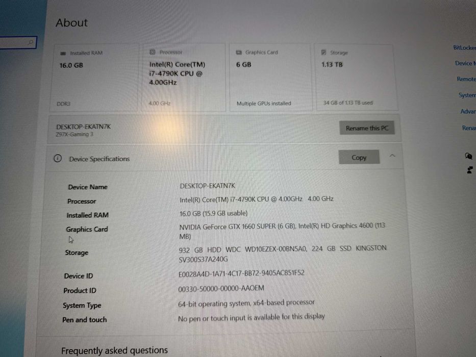 Calculator (PC) Gaming Second-Hand i7 GTX 1660Super