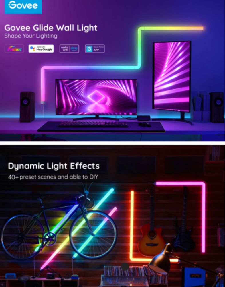Смарт RGBIC Led лента Govee H6062 Glide wall Light smart
