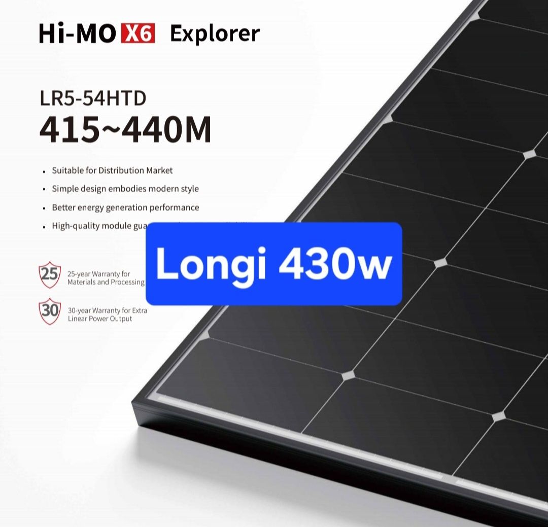 Panou fotovoltaic Longi 430 W LR5-54-HTH-435M Hi-MO 6
N