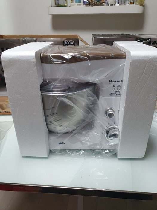 Mixer electric cu bol inox Hausberg HB-7625 AB 3.5l,700 W 6 trepte,Alb