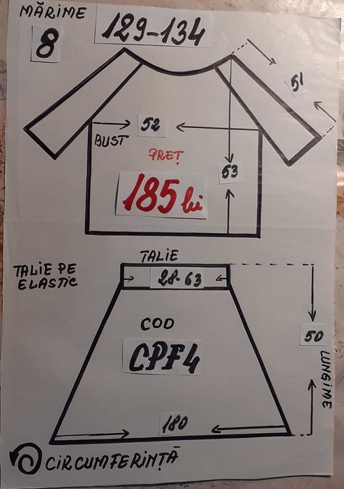 Costum popular pentru copii marimea 8 (8-9-10-11 ani) 185 lei