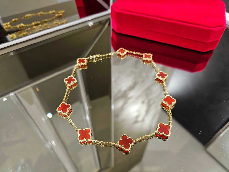 Van Cleef & Arpels VCA Gold Red 10 Motifs Alhambra Clover Дамско Колие
