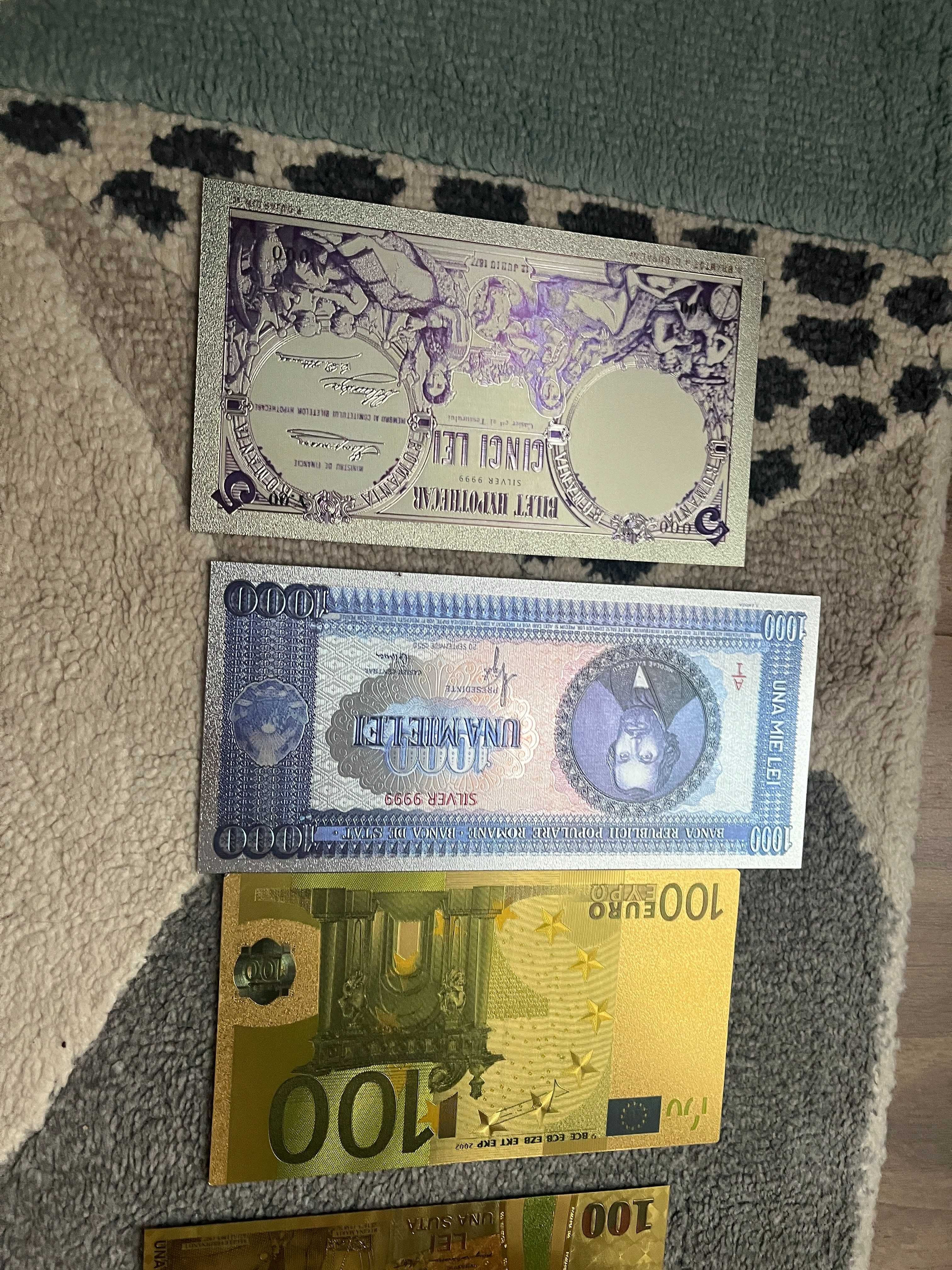 replici Bancnote romanesti  polimer placate cu Ag si Aur de 24k