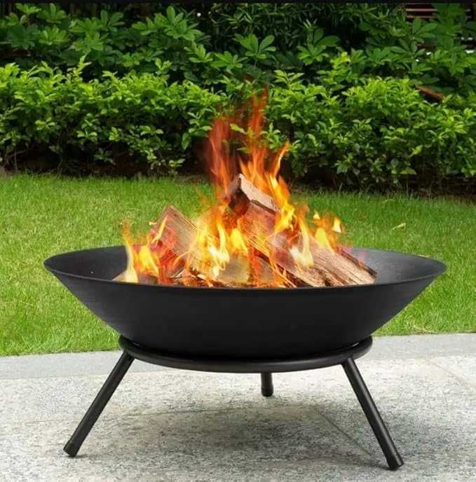 Vatra de foc cu suport si vatrai din lemn negru 55 x 27 cm