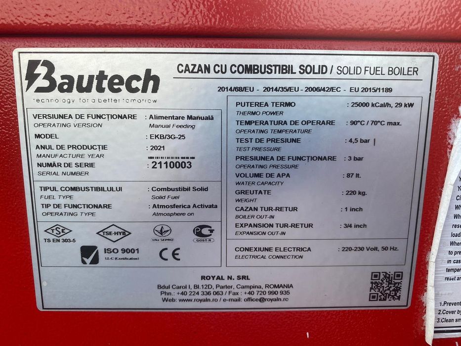 Vind cazan Bautech pe lemne și peleți
