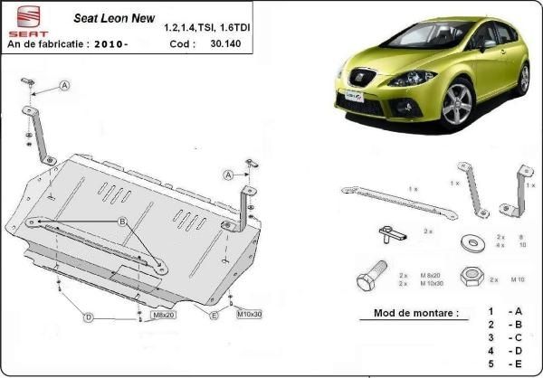 Scut motor metalic pentru Seat Leon 1998-prezent - otel 2mm