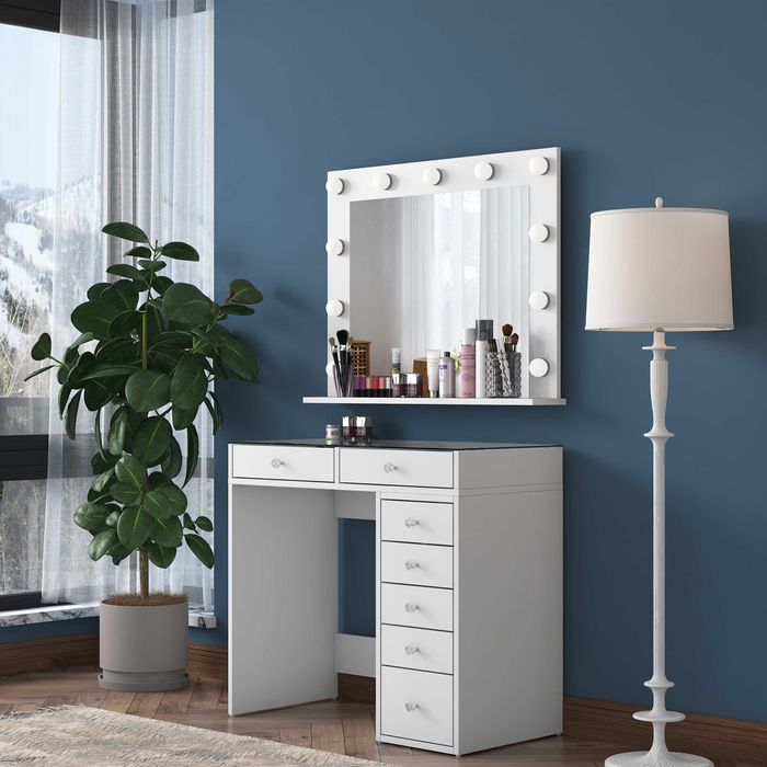 Тоалетка с Огледало и LED Осветление Puzzle-home 2788