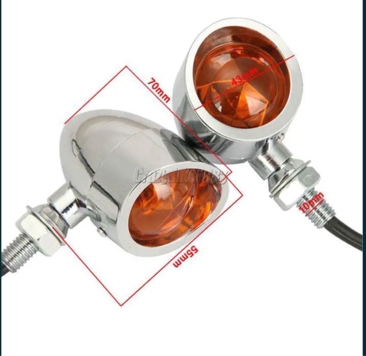 Semnalizari moto cromate full metal chopper bobber cruiser touring etc