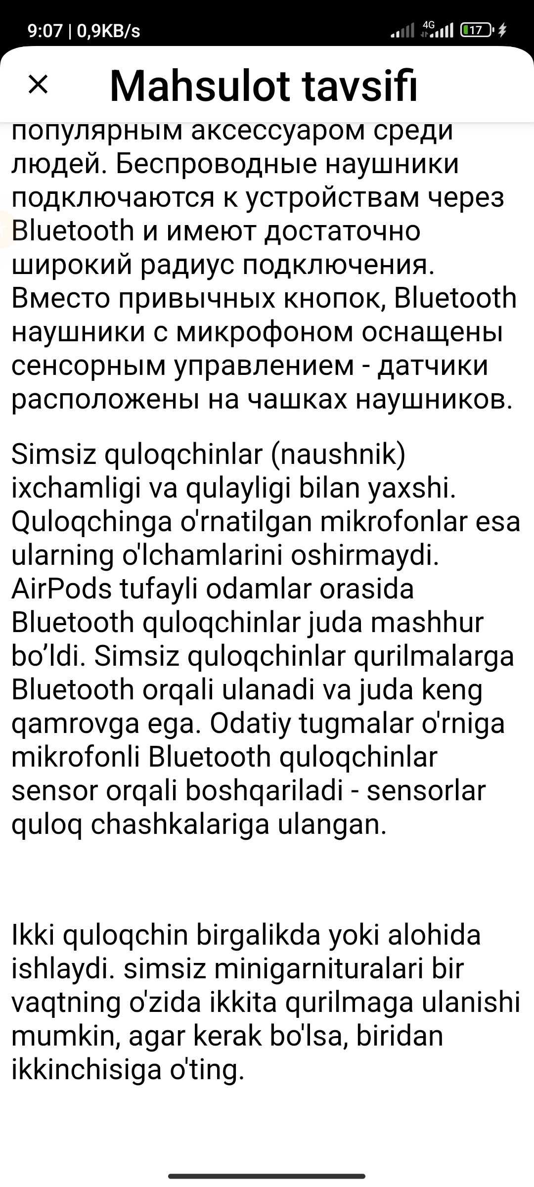 Simsiz quloqchinlar sensorli TWS bluetooth inPods