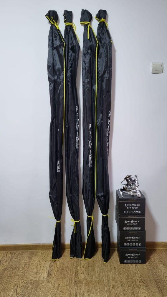 Set 4 Lansete FL Ultra Team 3.90m 3.75lbs 2seg + 4 Mulinete WIND BLADE