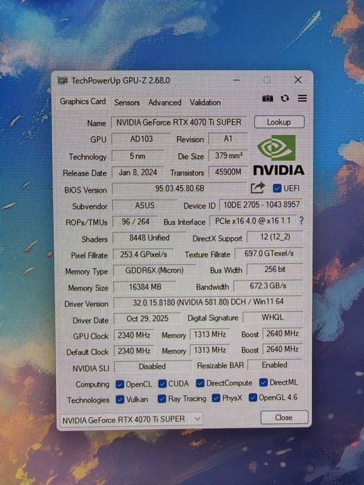 Asus tuf gaming rtx 4070 ti super