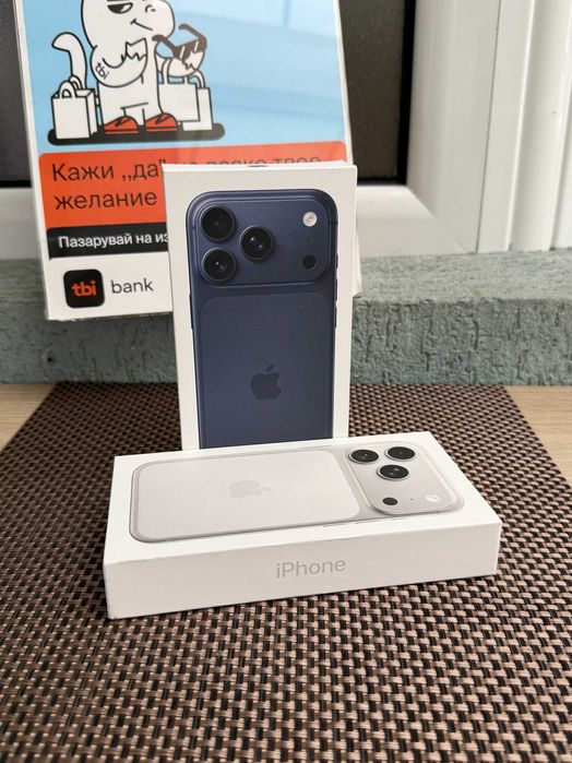 НОВ! НЕразпечатан! Iphone 17 PRO MAX Лизинг от 104лв/м silver blue USA