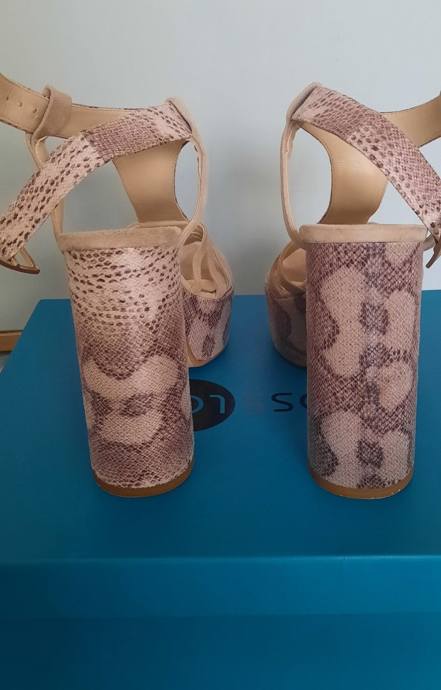 Sandale piele - imprimeu șarpe