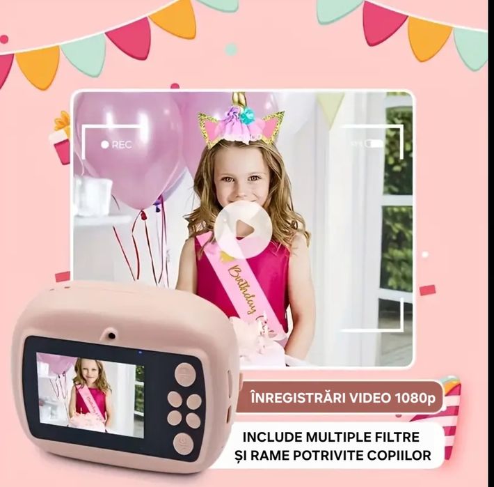 Cameră Foto&Video cu Imprimantă termică. Muzică/Jocuri. Include hârtia