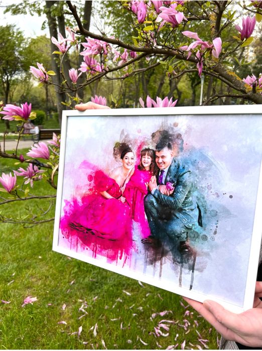Tablou personalizat in stil pictura digitala watercolor cadou ideal