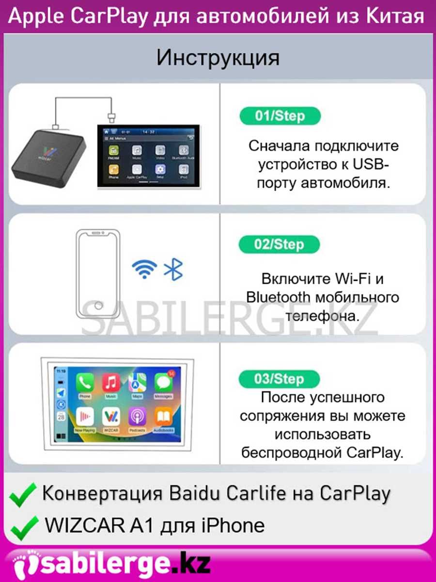 Wizcar и Carbox русификатор Baidu CarLife на Apple CarPlay