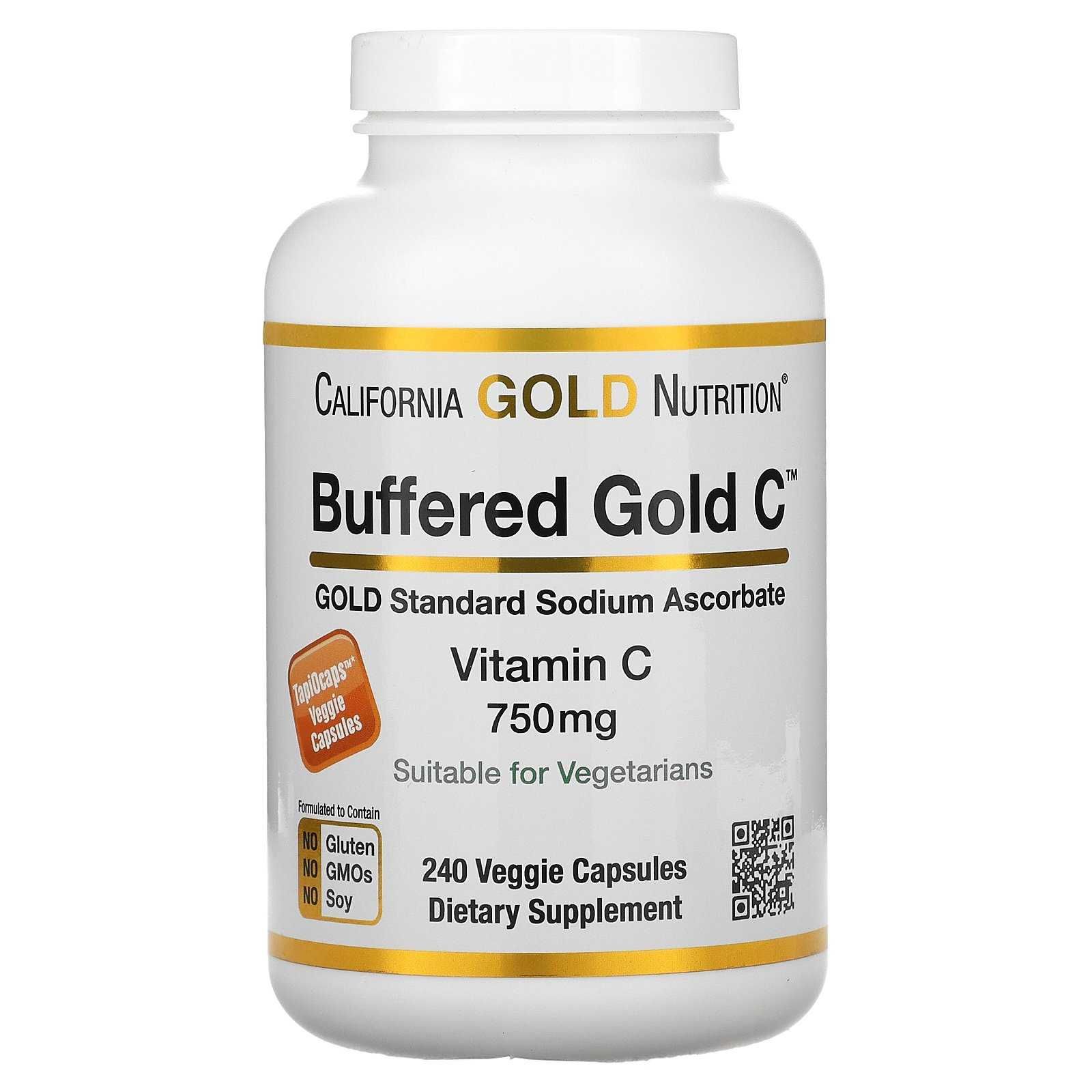Витамин C, Аскорбат натрия, California Gold Nutrition, 750мг, 240 капс