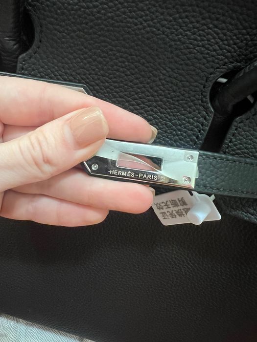 Черна кожена чанта hermes