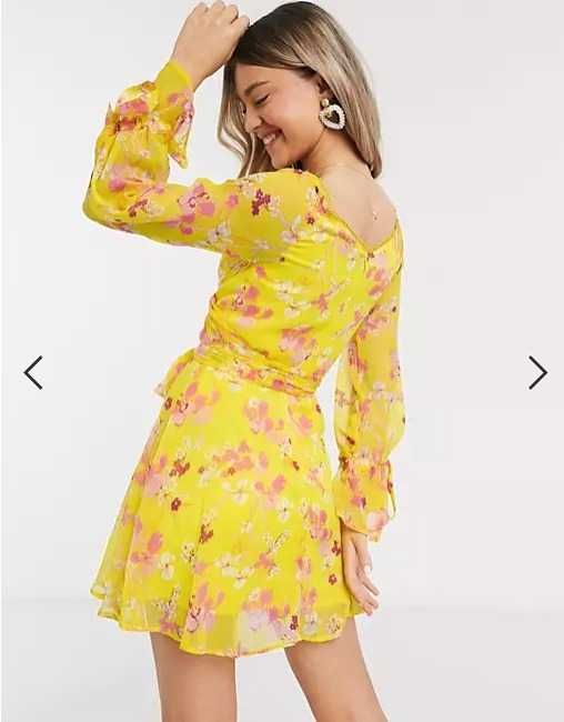 Rochie NOUĂ marca ASOS mini, de culoarea galbenă și imprimeu floral