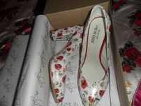 Pantofi piele naturala imprimeu floral 35