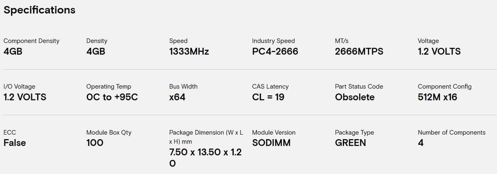 RAM Micron 8GB (2x4) DDR4-2666 CL19 SODIMM (Laptop)