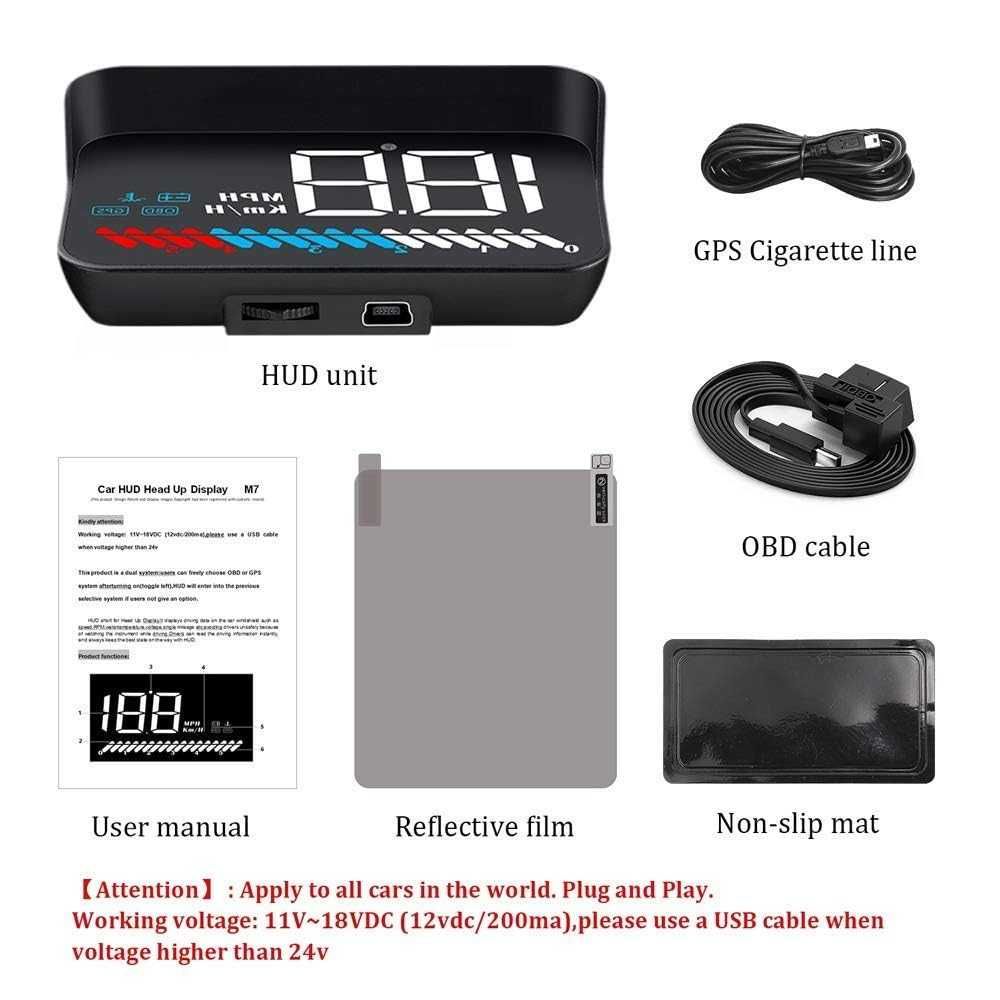 Автомобилен Head Up дисплей OBD2 GPS 12/ 24 V