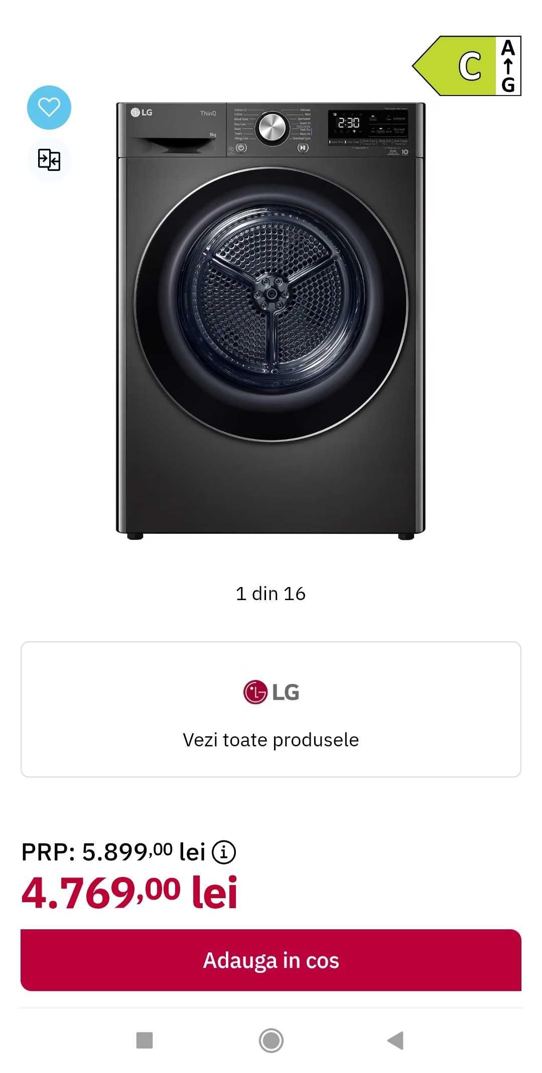 Uscator de rufe LG