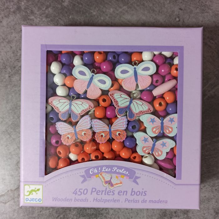 Djeco Mărgele roz din lemn