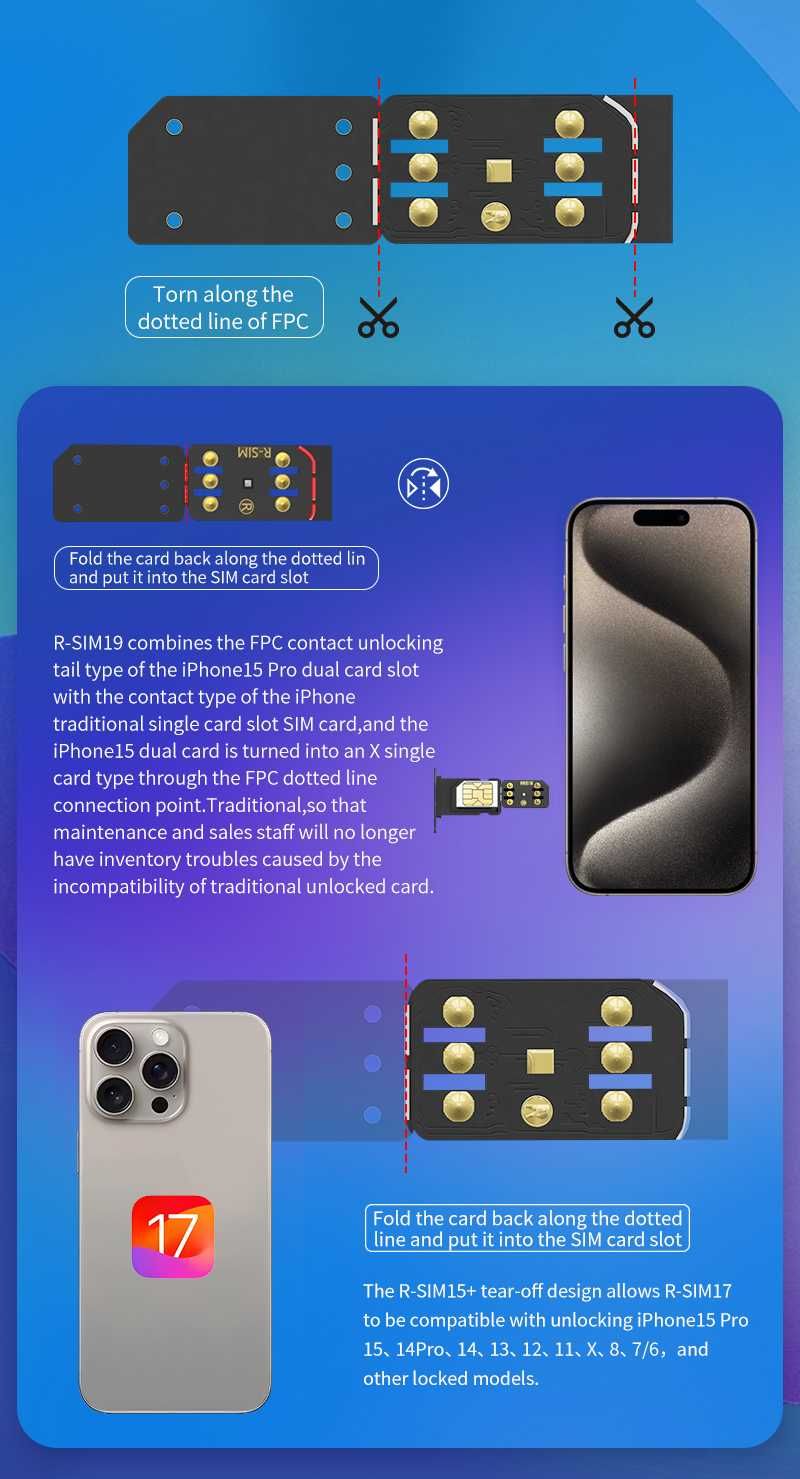 R-SIM 19 rsim Отключва UNLOCK Apple iPhone айфон 8 до 15 рсим р-сим