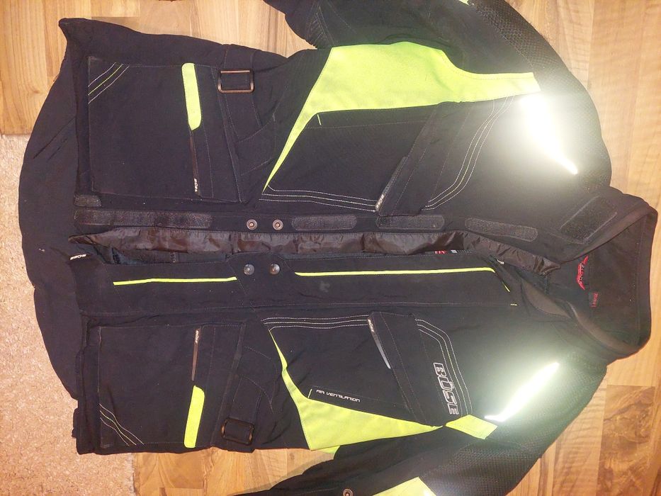 Geaca moto Buse,textil,negru cu verde,marime 54 -XL